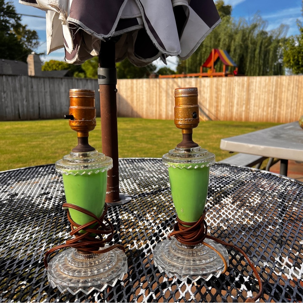 Art Deco little lamps green